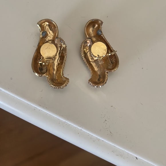 Gold with Rhinestone Earrings - Picture 4 of 8